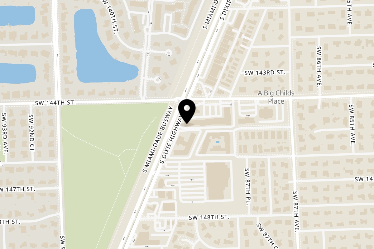 Map showing the location of Shahs of Kabob Palmetto Bay on 14487 S Dixie Hwy in Miami