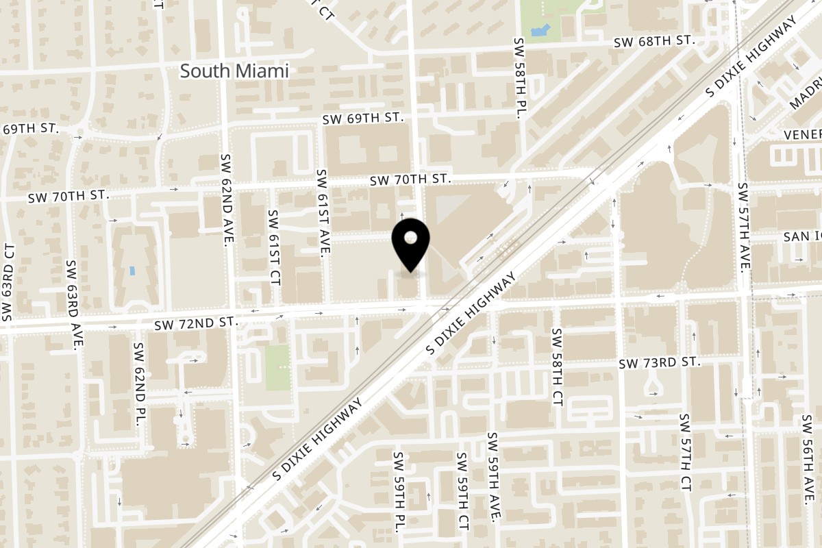 Map showing the location of Shahs of Kabob South Miami on 5975 Sunset Dr #109 in South Miami