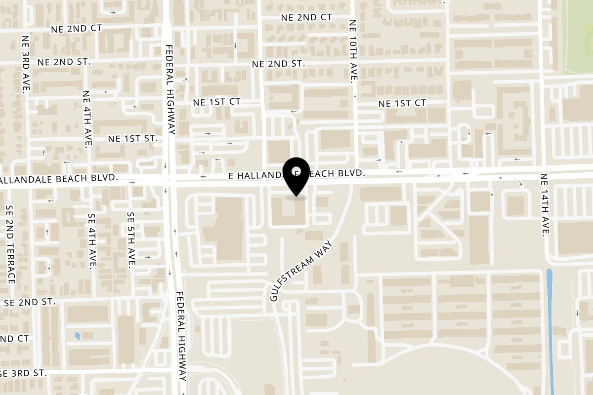Map showing the location of Shahs of Kabob Hallandale Beach on 800 East Hallandale Beach Boulevard in Hallandale Beach