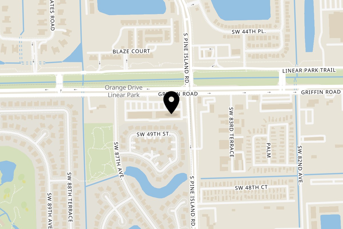 Map showing the location of Shahs of Kabob Davie on 8616 Griffin Rd in Cooper City